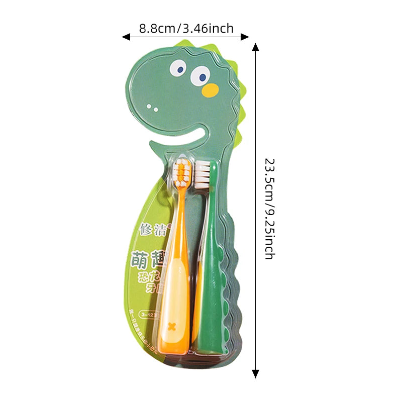 2/Box Dinosaur Toothbrush, Soft Bristle, High Density Brush Wire, Manual Toothbrush for Kids Oral Care