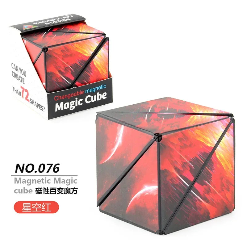 Variety Geometric Changeable Magnetic Magic Cube, Anti-Stress 3D Hand Flip Puzzle Cube, Kids Stress Reliever Fidget Toy