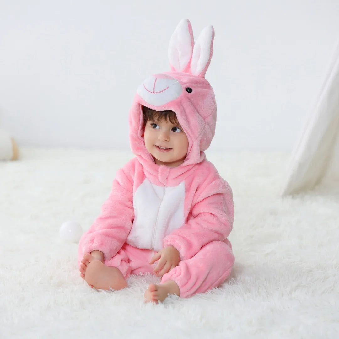 Baby Animal Kigurumi Romper – Unicorn, Panda, Rabbit Cartoon Jumpsuit (Newborn & Infant Cosplay Pajamas, 0-24 Months)