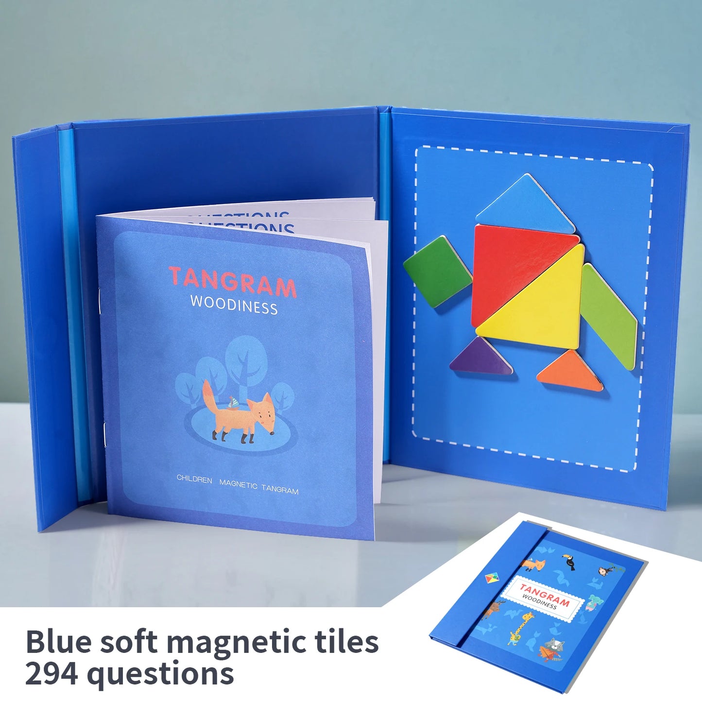Wooden Magnetic Tangram Puzzle Book – Portable Montessori Educational Toy for Kids