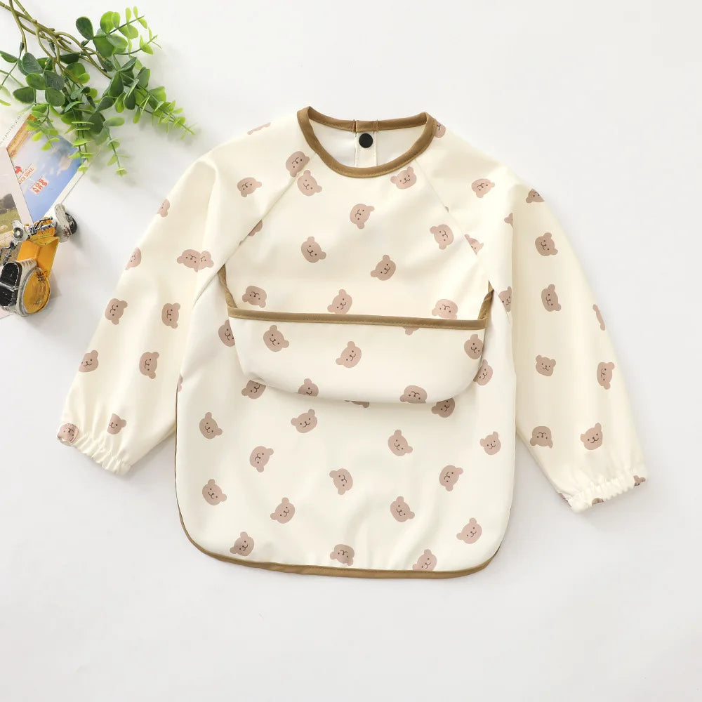 Waterproof Long-Sleeve Baby Bib with Pocket – Full-Cover Feeding Apron & Smock - Kidzy Market