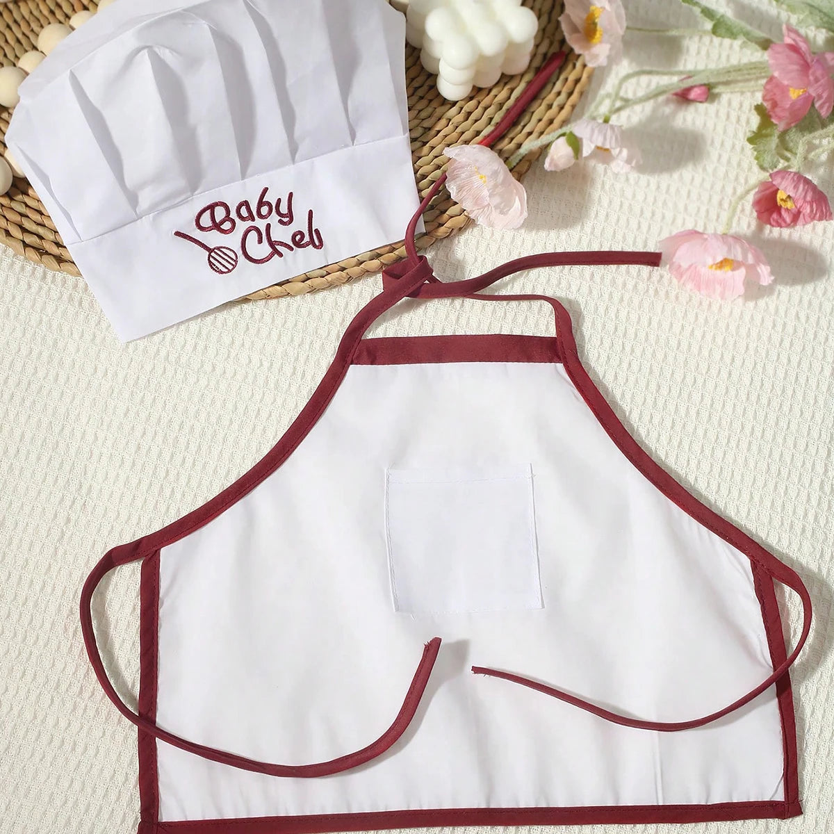 Ylsteed Newborn Chef Set – Baby Boy Photo Props with Bread Print, Newborn Photography Outfit for Picture Shoots