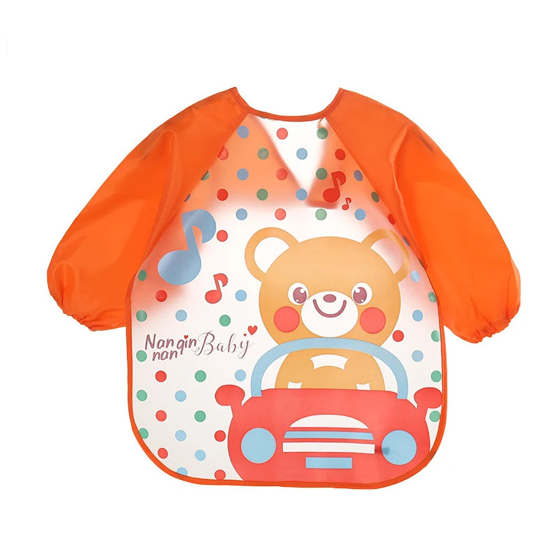 0-3 Years Baby EVA Waterproof Anti-Dirty Bib – Long Sleeve Strap Coat with Cute Cartoon Pattern, Dirt-Proof Soft Feeding Bib & Burp Cloth - Kidzy Market