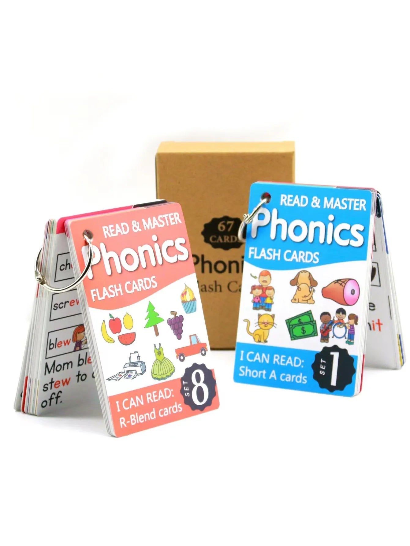 107 I Can Read Phonics Learning Flashcards – English CVC Words Learning Cards for Montessori Cognitive Games