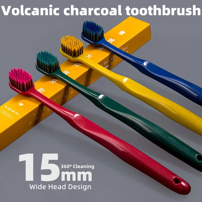 Y-Kelin New Volcanic Charcoal Toothbrush, Wide Soft Eco-Friendly Portable Fiber Brush, Premium Oral Hygiene Care, Dropshipping