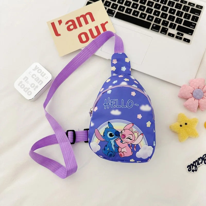 Kawaii Stitch Disney Girls Chest Bag – Cute Mini Outdoor Shoulder Bag for Boys & Girls, Children Zipper Waist Bag, Xmas Gift - Kidzy Market