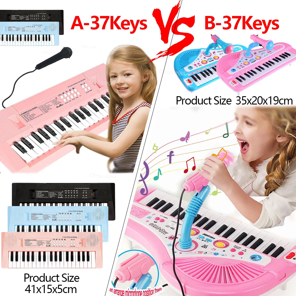 37 Keys Kids Electronic Piano Organ Keyboard with Microphone – Educational Toys, Musical Instrument, Perfect Gift for Children (Boys & Girls)