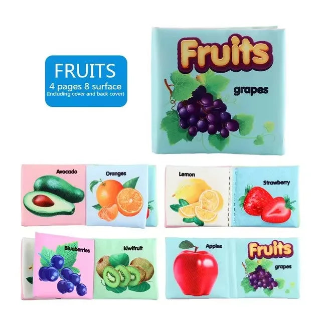 Baby Cloth Book Set – Early Learning Cognitive Toy with Fruits, Animals, Numbers, and Food for Toddlers Ages 12–72 Months