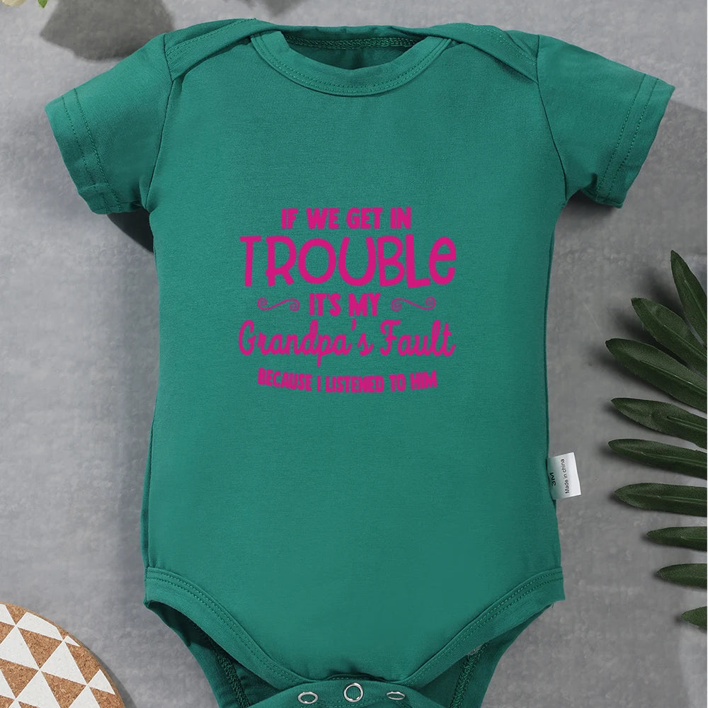 Newborn Girl Black Romper – Letter Print Cotton Onesie, Cozy Crew Neck, Fashionable Infant Bodysuit for Baby Boy and Girl