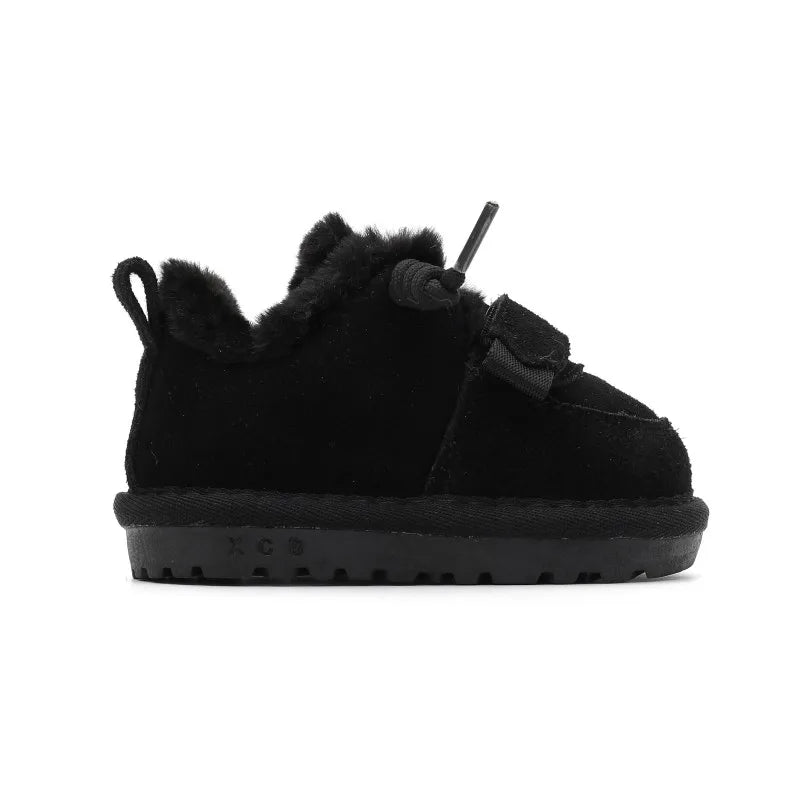 2023 New Winter Baby Snow Boots, Leather Warm Plush Boys Shoes, Soft Sole Non-slip Fashion Toddler Girls Boots