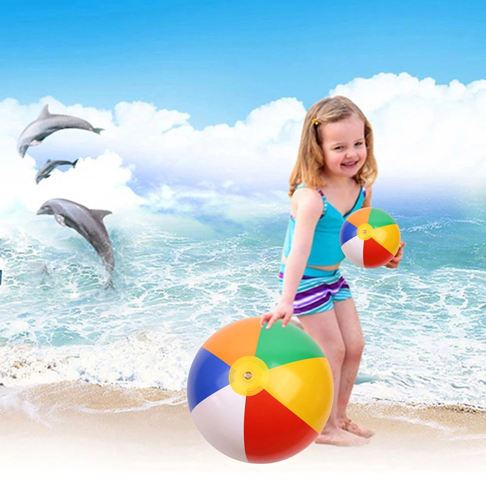 3-Piece Rainbow Color Inflatable Beach Ball Set PVC for Pool Party and Summer Water Play