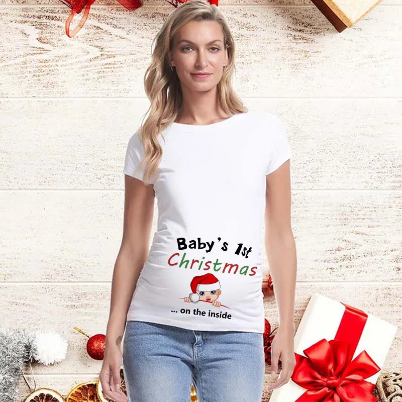 Christmas Pregnancy Shirt | Funny New Pregnancy Announcement T-Shirt | Baby on The Way | Cute Christmas Shirts | Best Xmas Gifts