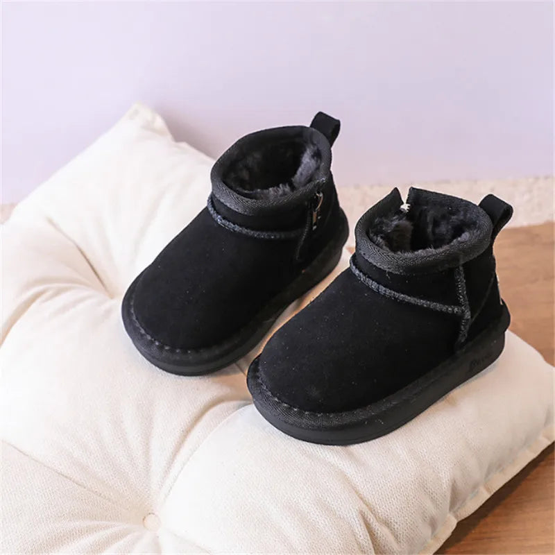Winter Baby Snow Boots Warm Plush Leather Shoes Non-Slip Toddler Boots