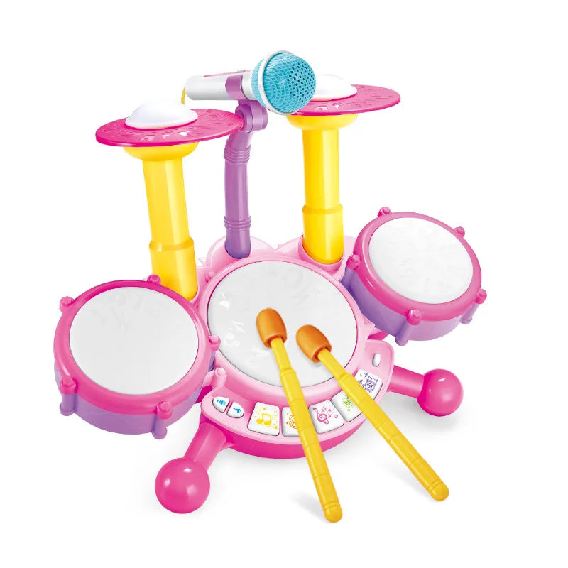 Kids Drum Set for Toddlers 1-3 – Musical Baby Educational Instruments, Includes Microphone, Learning Activities Toy, Perfect Gift for Girls