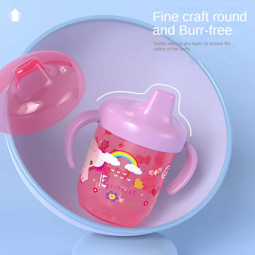 Cute Duckbill Baby Learning Drinking Cup with Double Handles, Flip Lid, BPA-Free, Leakproof Infants Water Bottle (270ml/9oz)
