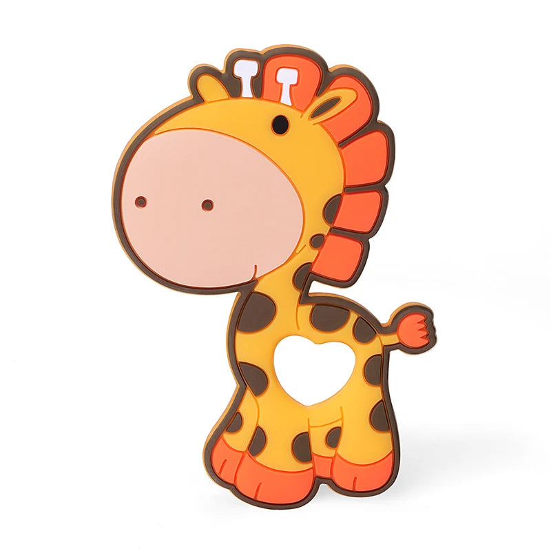 TYRY.HU 1Pc Baby Silicone Teether - BPA-Free Cartoon Frog & Deer Teething Necklace Pendant, Nursing Teeth Gift, Baby Silicone Teether