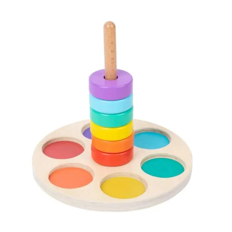 Baby Wooden Rainbow Stacking Toy Montessori Colorful Blocks