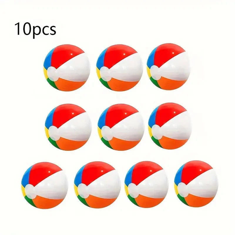 10-Piece Colorful Inflatable Beach Balls Set for Swimming Pool and Water Games