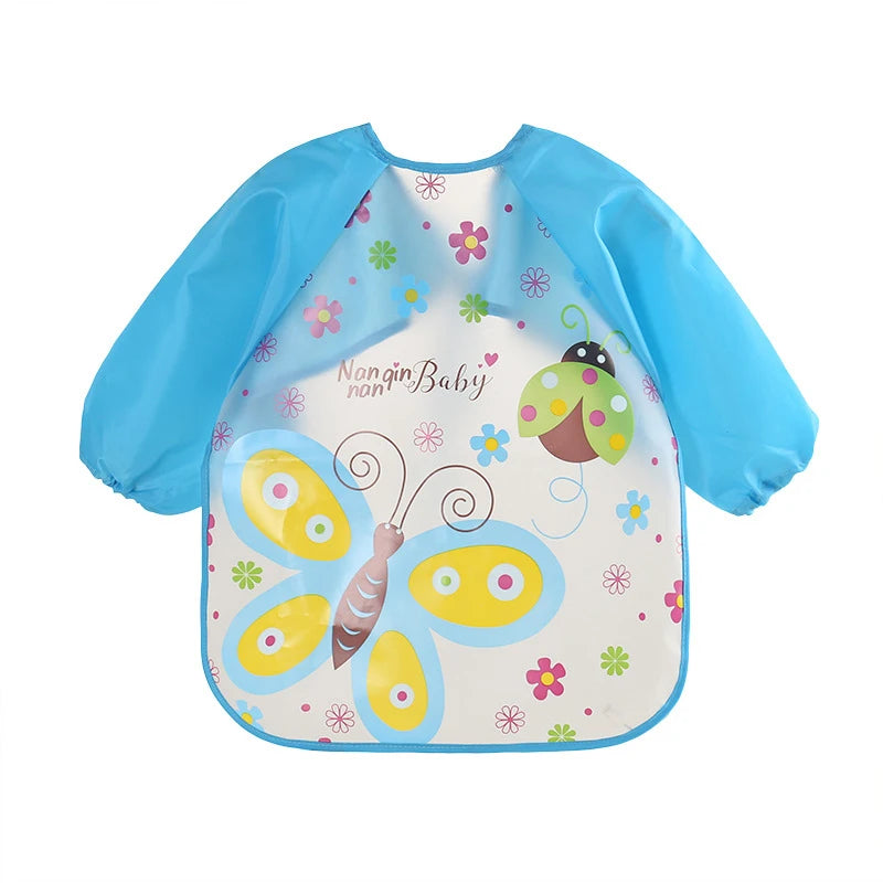 0-3 Years Baby EVA Waterproof Anti-Dirty Bib – Long Sleeve Strap Coat with Cute Cartoon Pattern, Dirt-Proof Soft Feeding Bib & Burp Cloth - Kidzy Market