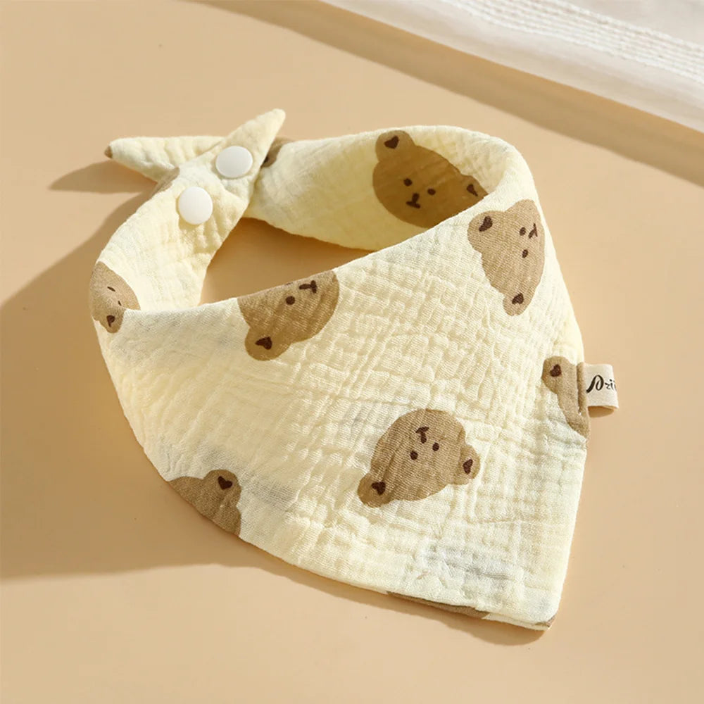 3PC Baby Cotton Soft Muslin Burp Cloths | Color-Matching Bandana Handkerchief & Feeding Bibs for Infants - Kidzy Market