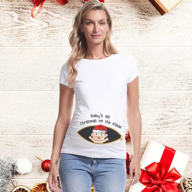 Christmas Pregnancy Shirt | Funny New Pregnancy Announcement T-Shirt | Baby on The Way | Cute Christmas Shirts | Best Xmas Gifts