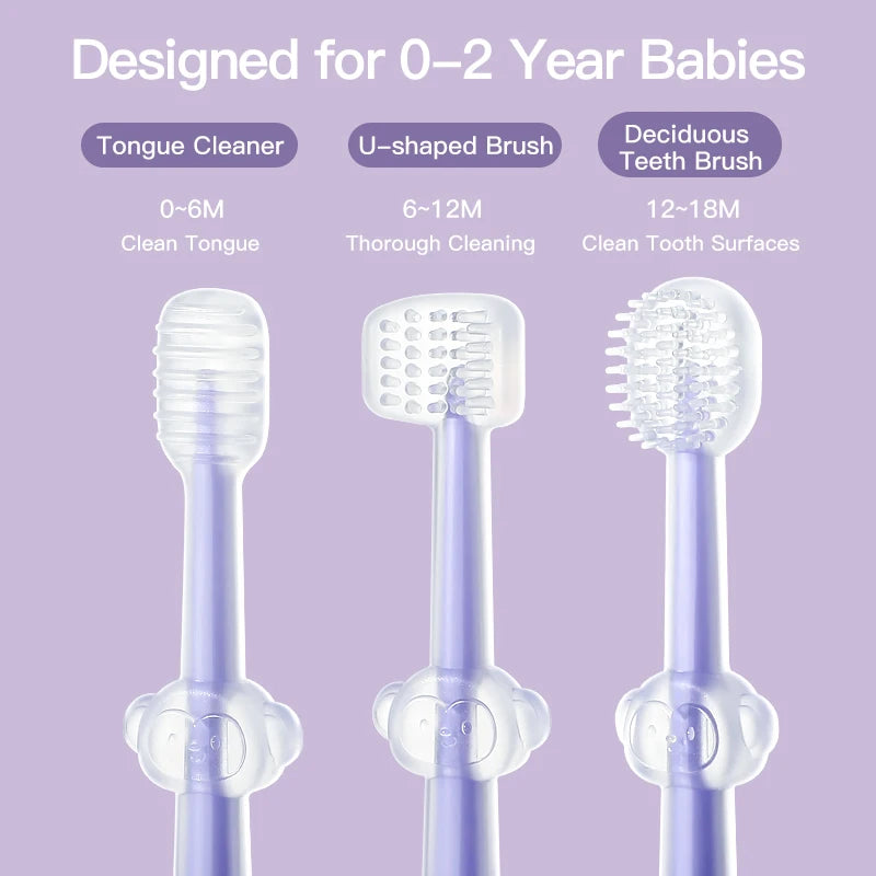 Infant Baby Silicone Deciduous Teeth Toothbrush Oral Tongue Cleaner with PP Storage Box