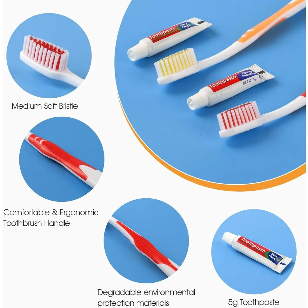 48 Packs Disposable Toothbrushes with Toothpaste - Individually Wrapped Travel Size Toothbrush and Toothpaste Set