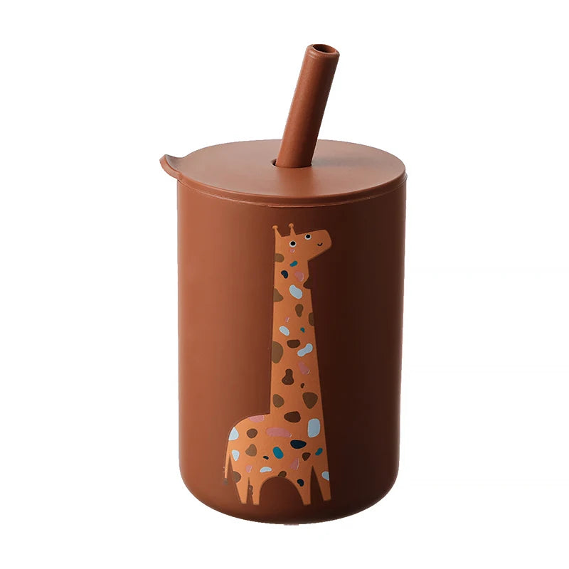 Baby Feeding Drinkware Straw Cup, Cartoon Learning Feeding Cup, Food Grade Silicone Toddler Water Bottle, BPA-Free Tableware