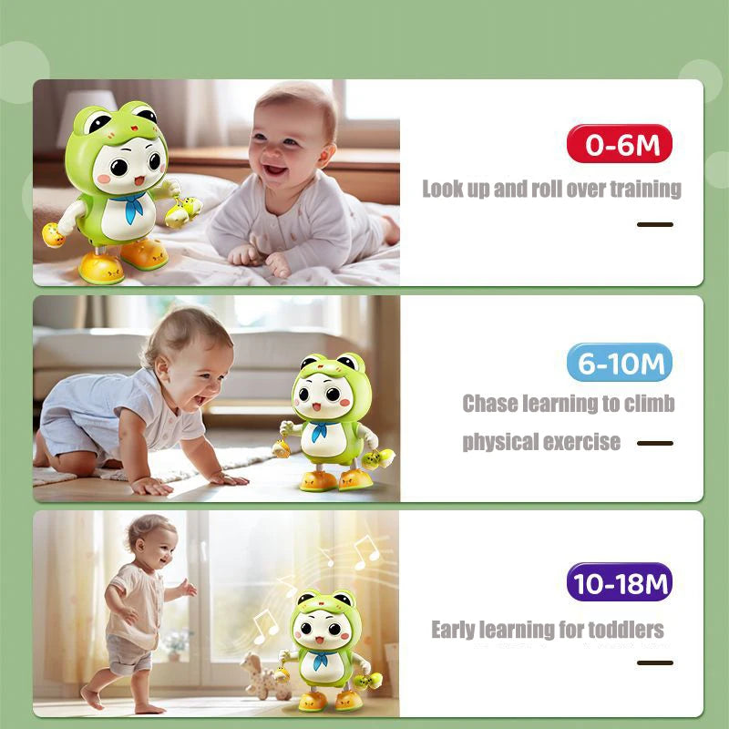 Electronic Pets Dancing Toy with Swing Light and Music – Cute Frog Cartoon Animal Baby Learning to Crawl Toy, Perfect Gift for Kids