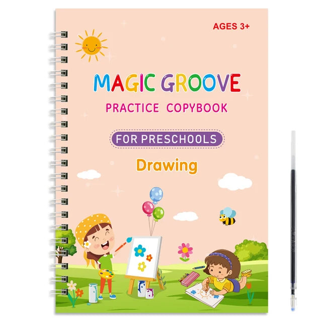 Reusable Magic Copybook – Montessori Drawing and Writing Toy for Kids with Pen Control Training and Educational Stickers