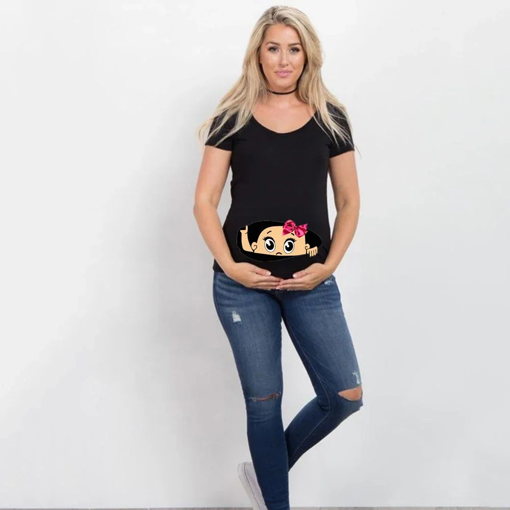 Women Pregnancy T-shirt It's A Girl Baby Print Pregnant Maternity T-shirts Funny Pregnant Women Summer Tees Tops