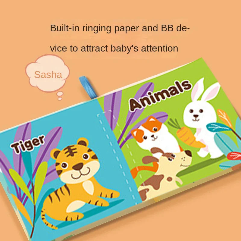 Visual Stimulus Cloth Book - Montessori Early Educational Toy, Cartoon Activity Fabric Book for Toddlers, Kids Gift for Babies