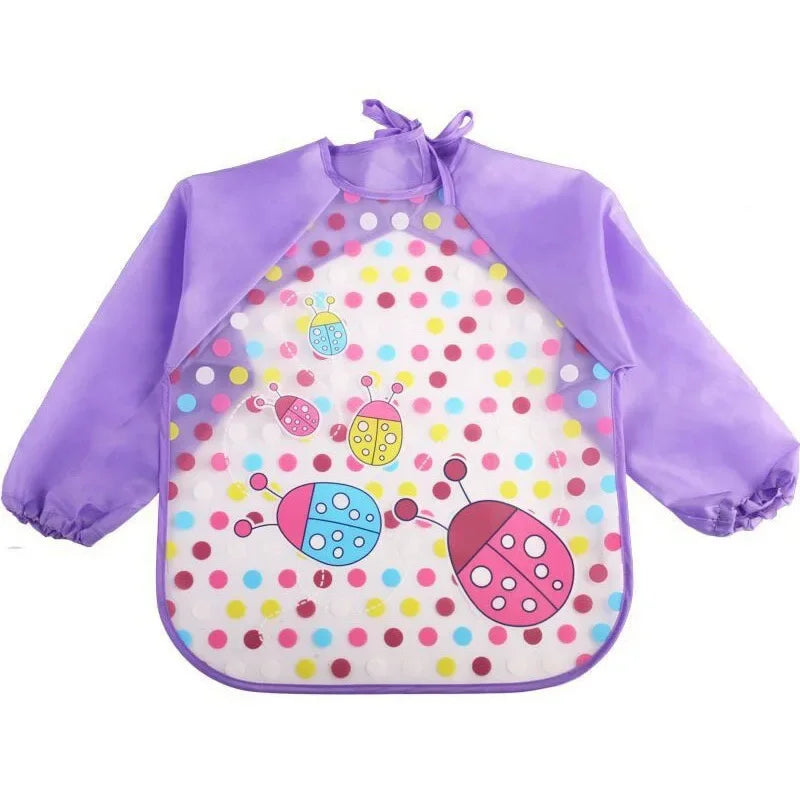 Waterproof Baby Eating Smock – Toddler Cartoon Long Sleeve Art Apron, Soft Feeding Bib & Burp Cloth for Boys & Girls - Kidzy Market
