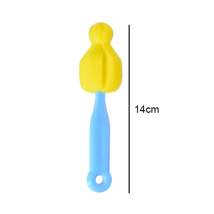 Sponge Nipple Cleaning Brush – Long Handle Baby Pacifier & Straw Scrubber, 360° Glass Cup & Kitchen Cleaning Tool