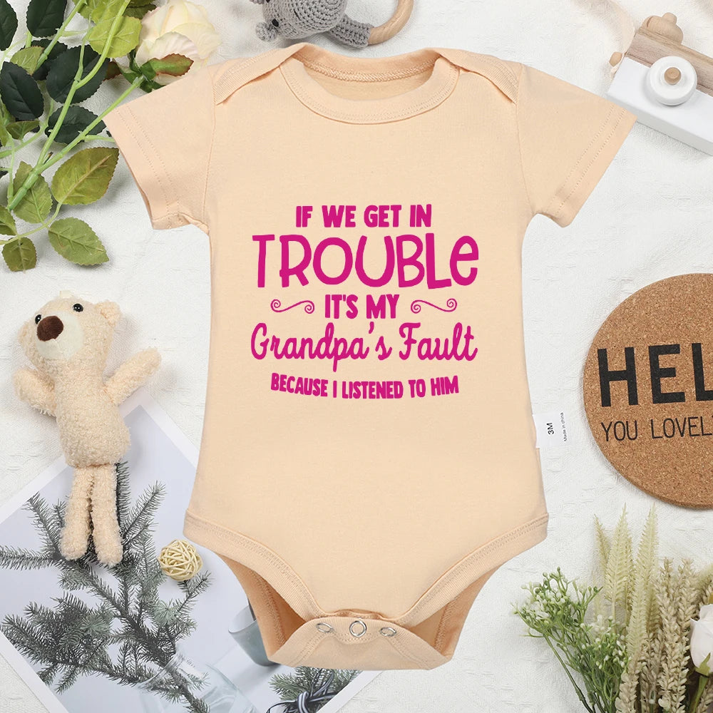 Newborn Girl Black Romper – Letter Print Cotton Onesie, Cozy Crew Neck, Fashionable Infant Bodysuit for Baby Boy and Girl