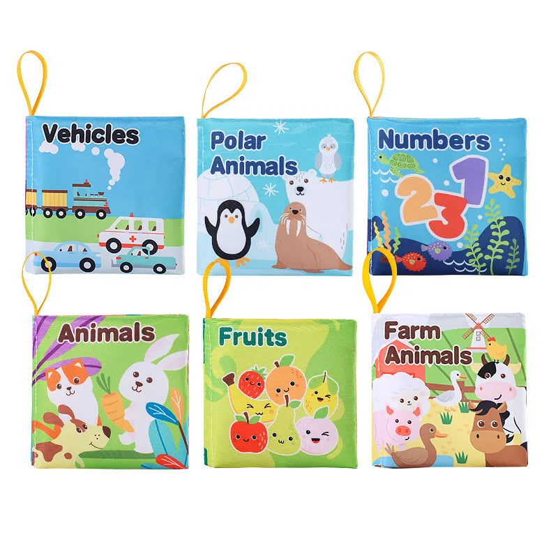 Visual Stimulus Cloth Book - Montessori Early Educational Toy, Cartoon Activity Fabric Book for Toddlers, Kids Gift for Babies