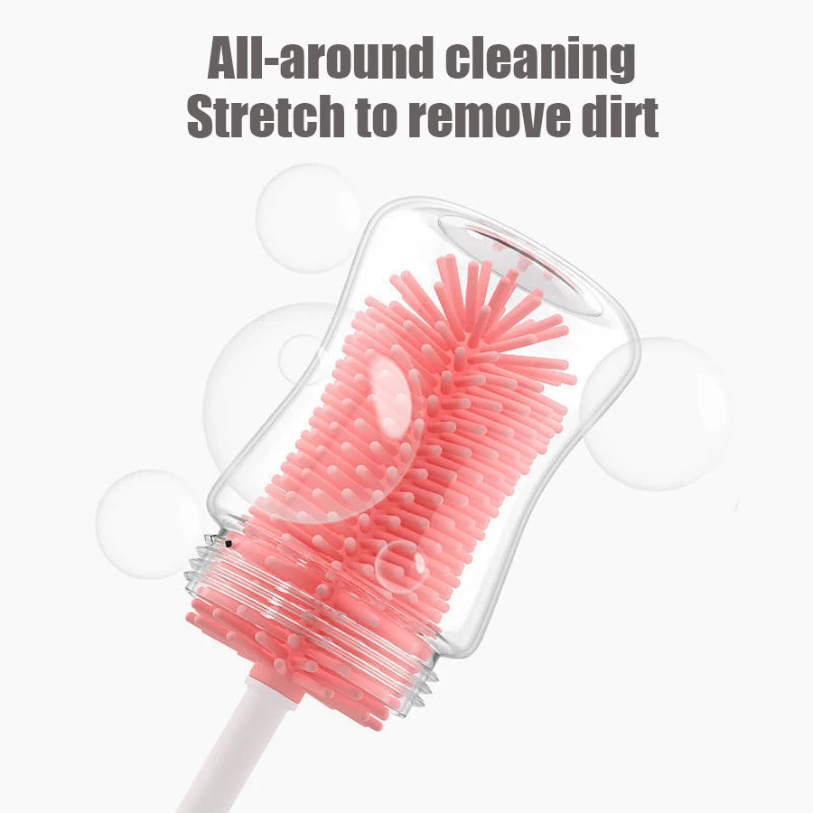 Baby bottle nipple cleaning brush made of liquid silicone, ideal for cleaning children's cups and nipples—an essential home item.