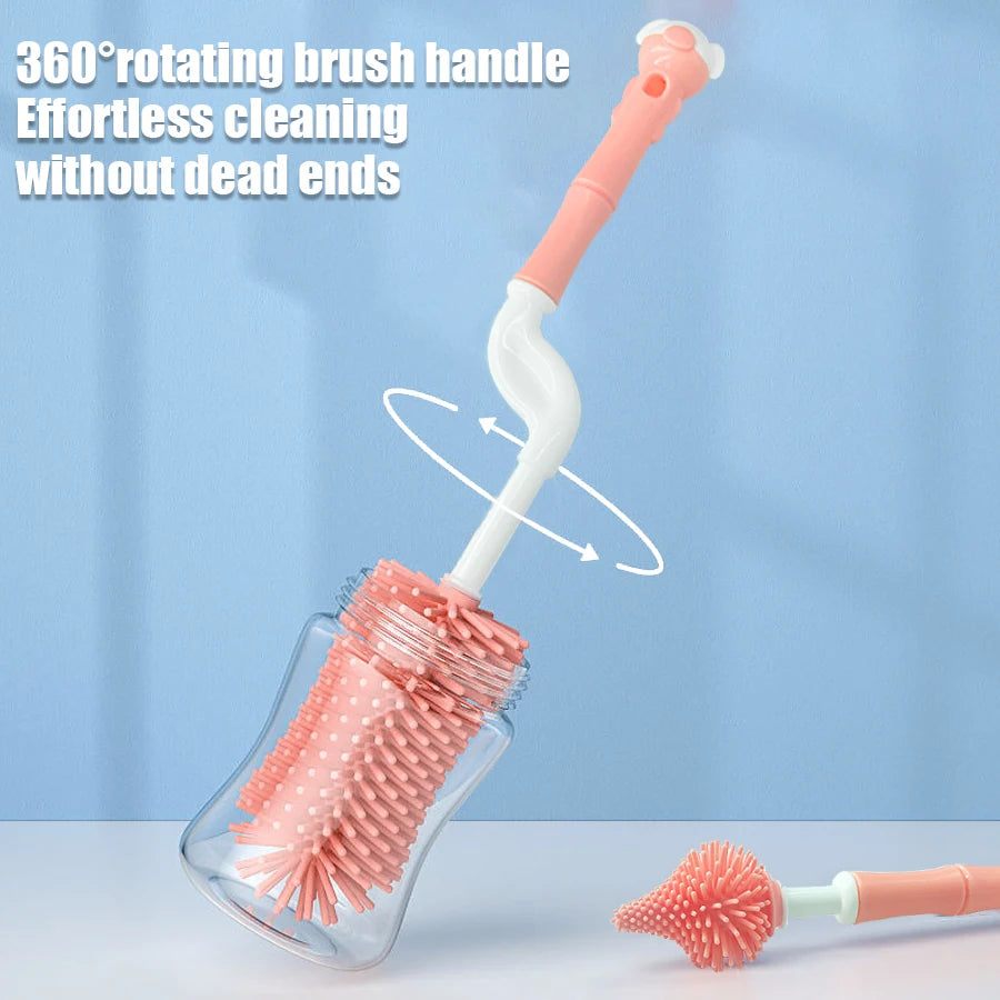 Baby bottle nipple cleaning brush made of liquid silicone, ideal for cleaning children's cups and nipples—an essential home item.