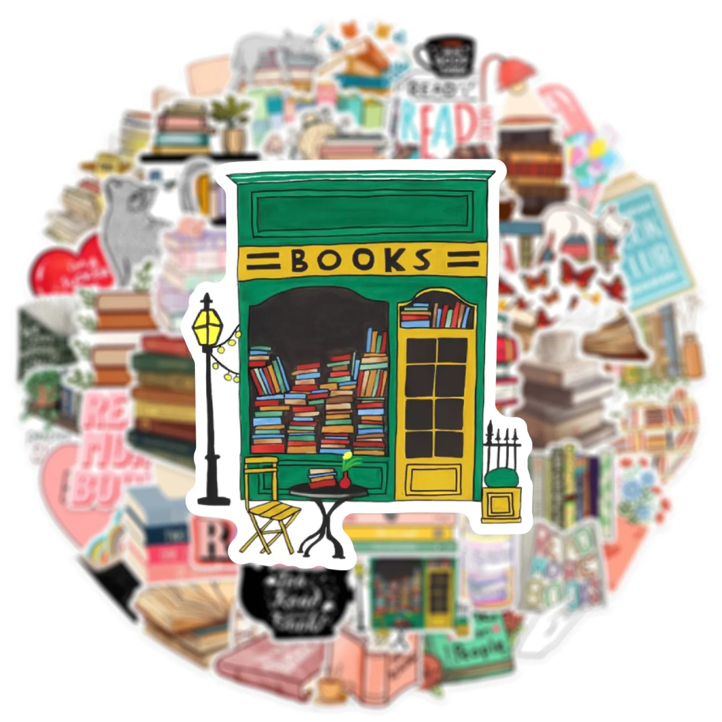 50pcs Diary Book Reading Stickers – Aesthetic DIY Stickers for Scrapbooks, Notebooks, Phones, Laptops, Guitars, and Luggage
