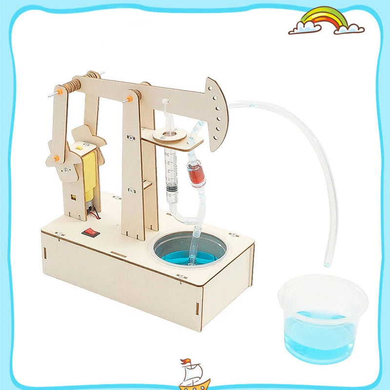 Kids STEM Toys DIY Pumping Unit, Assembling Model Kits, Water Pump Experiment Technology Puzzle Toy Gift