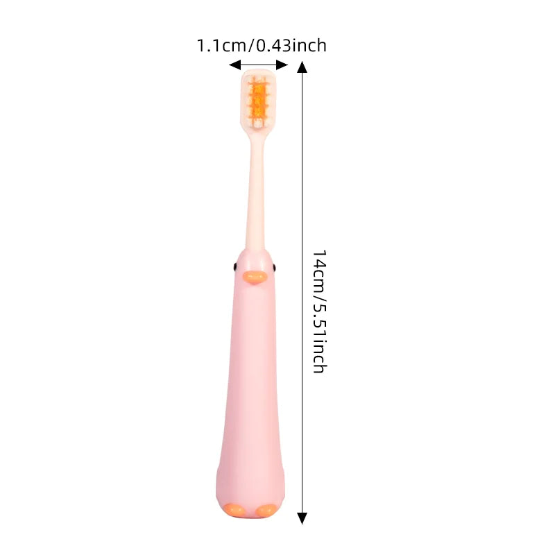 2pcs/Box Cute Duck Children Toothbrush – 0.12mm High-Density Soft Bristles, Non-Slip Handle for Kids Aged 3-12