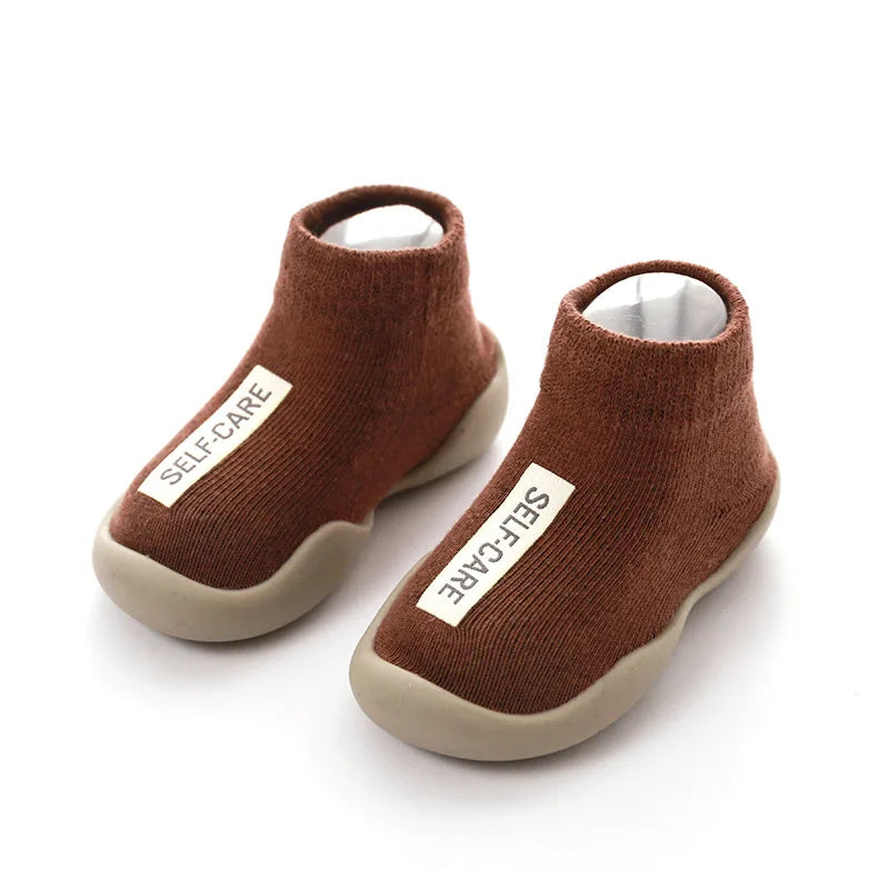 Baby First Walker Shoes – Soft Rubber Sole Non-Slip Knit Booties for Infants & Toddlers (Boys & Girls)