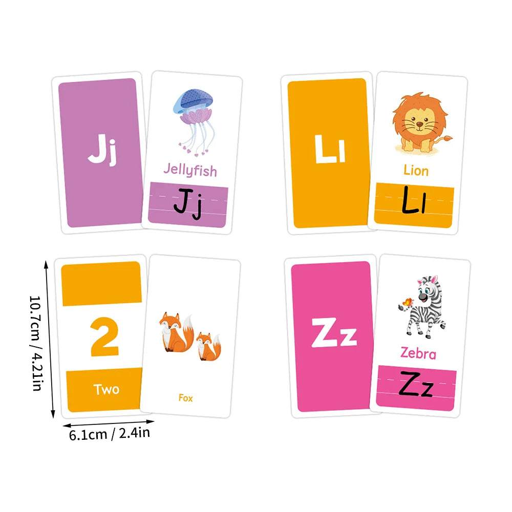 58PCS ABC Alphabet Flashcards - Montessori Early Education Toys, Shapes, Animals Learning Cards, Puzzles for Kids, Gift