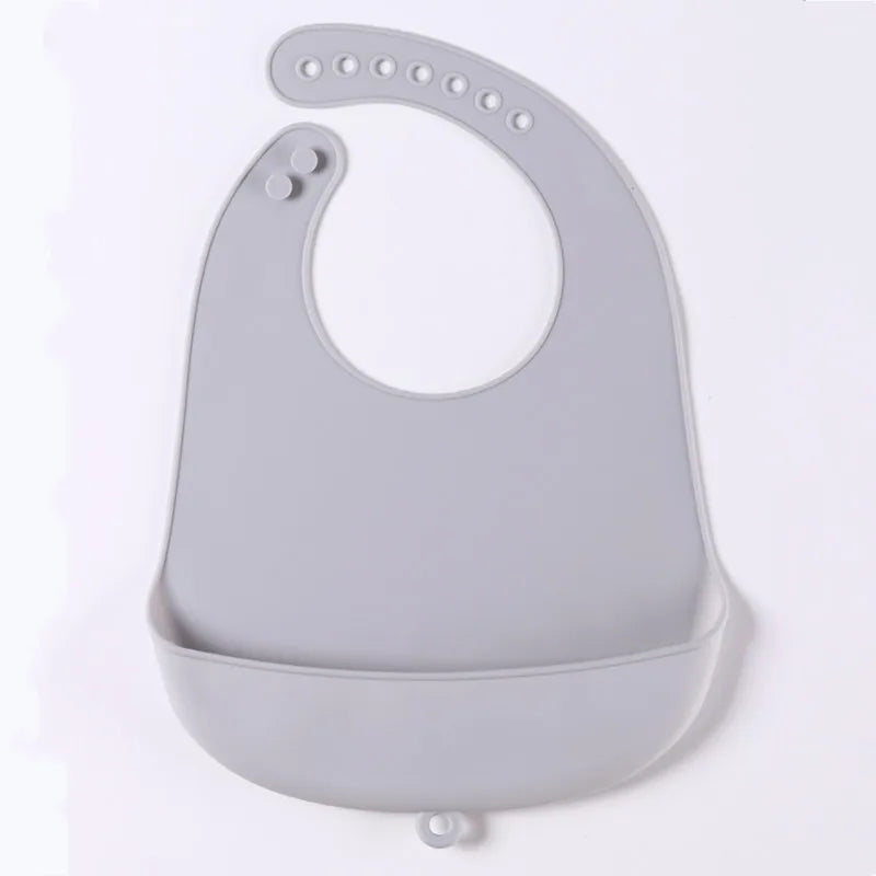 1-Piece Silicone Baby Bib – Waterproof Solid Feeding Bib for Toddlers, Boys & Girls, Saliva-Proof Lunch Apron - Kidzy Market