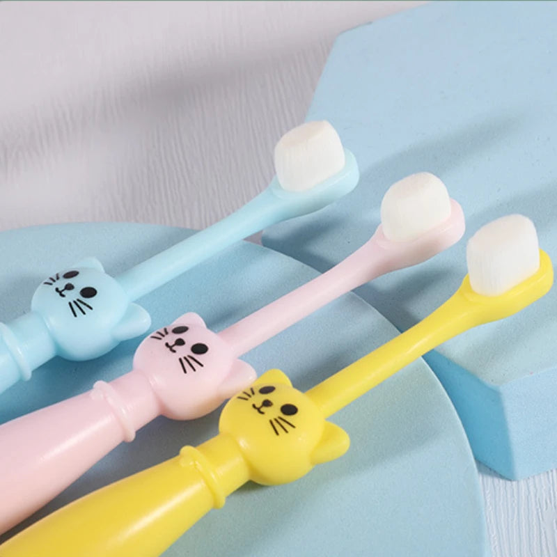 Children's Cartoon Cat Toothbrush, Super Soft Bristles, High Quality Training Toothbrush for 1-6Y Kids Dental Care