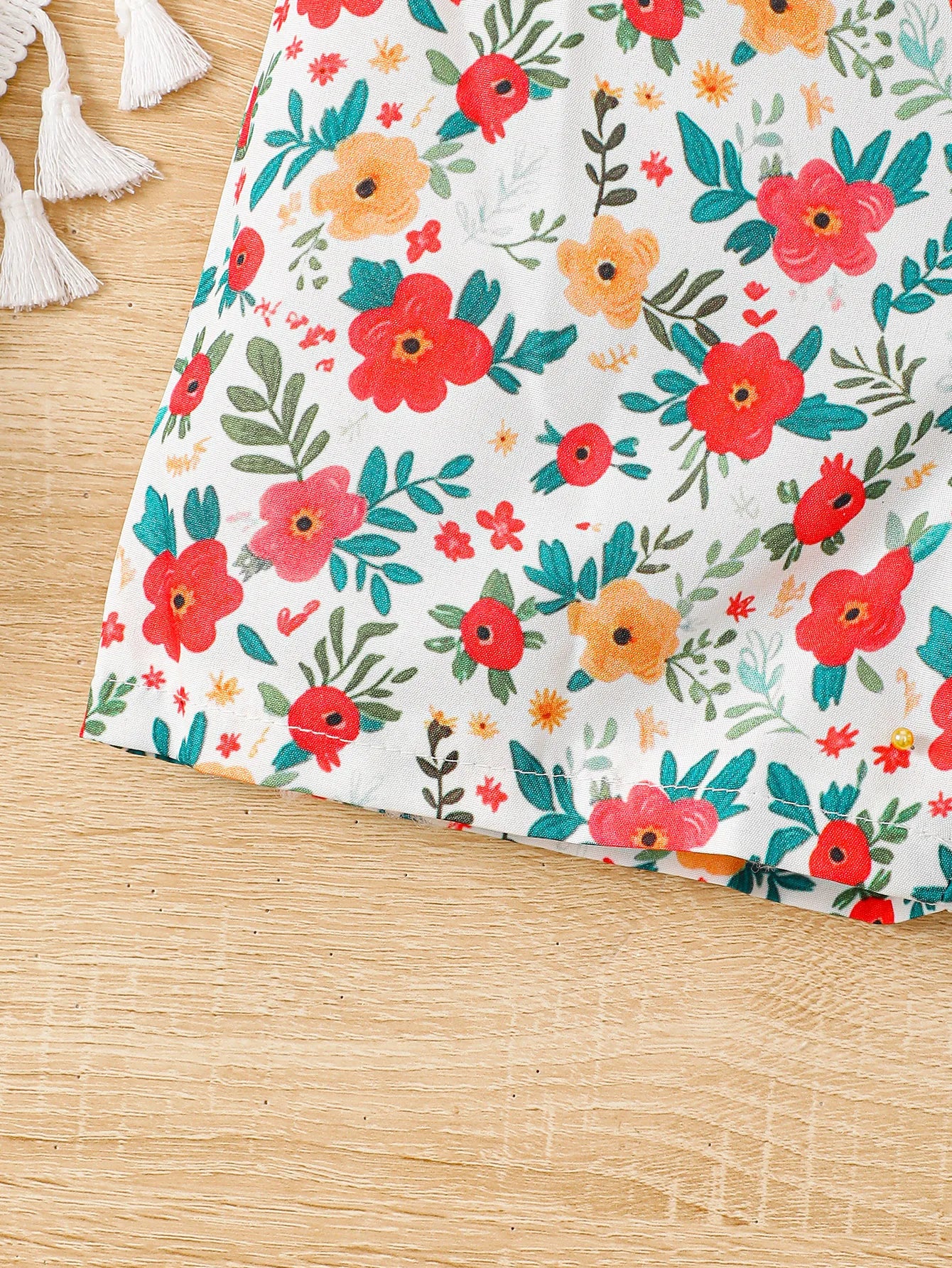 Girls’ Summer Floral Zipper Jumpsuit – Round Neck Romper for 2-6 Year Olds (Fashionable, Lightweight)