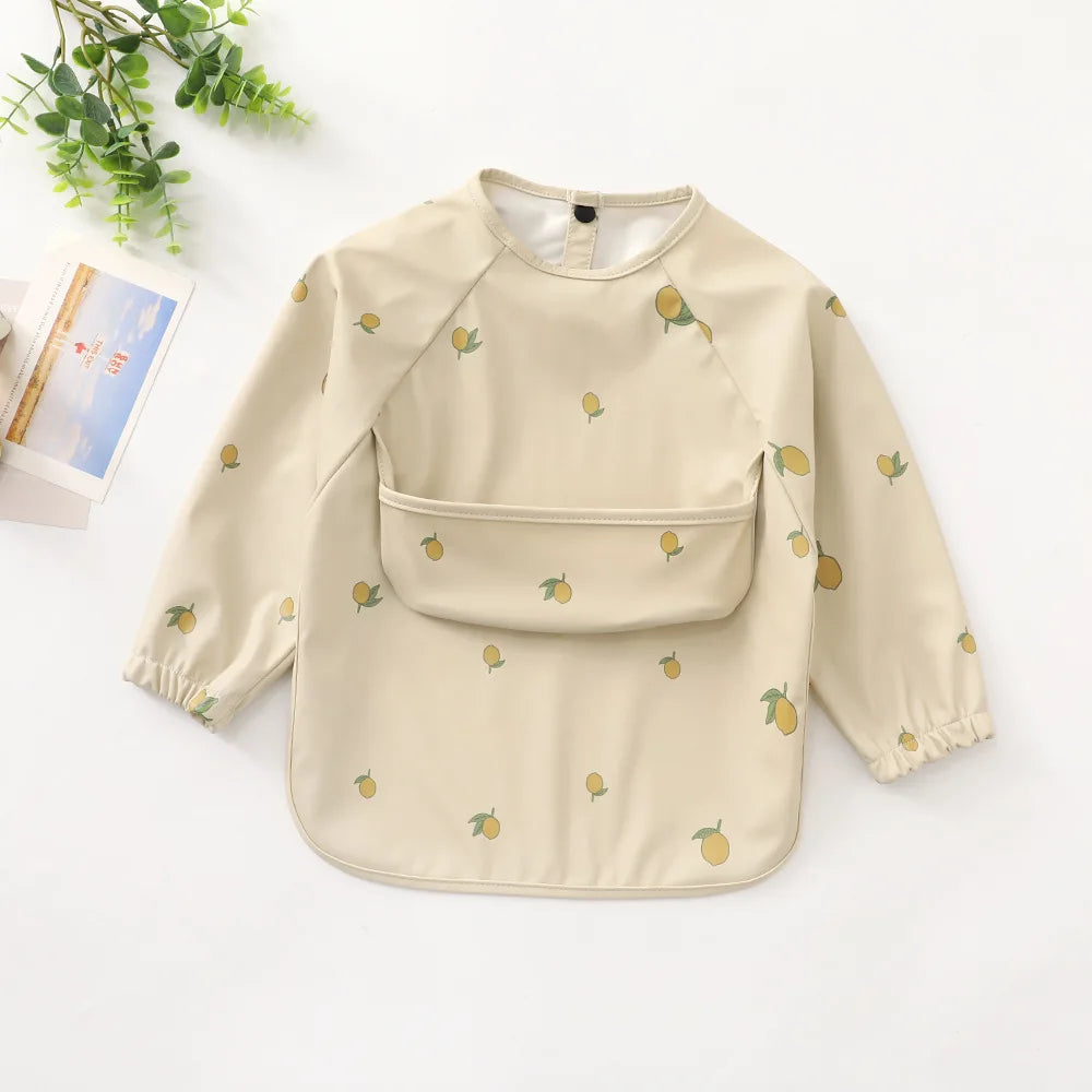Waterproof Long-Sleeve Baby Bib with Pocket – Full-Cover Feeding Apron & Smock - Kidzy Market