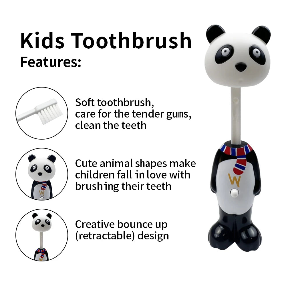 Baby Retractable Toothbrush, Cute Cartoon Animal Shape, 1PC Soft Toothbrush, Kids Dental Oral Care Brush Tool, Training Toothbrush