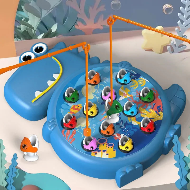 Dinosaur Magnetic Fishing Toys – Simple Play Rod Game, Montessori Educational Toy for Babies and Kids, Rotating Rod Gift
