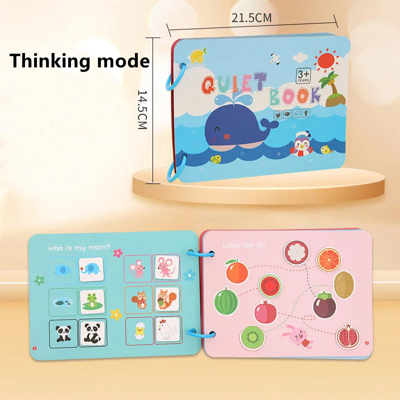Quiet Book Educational Activity Toys - Kids Repeatedly Busy Card, Paste Matching Puzzle, Cognition Baby Montessori Game